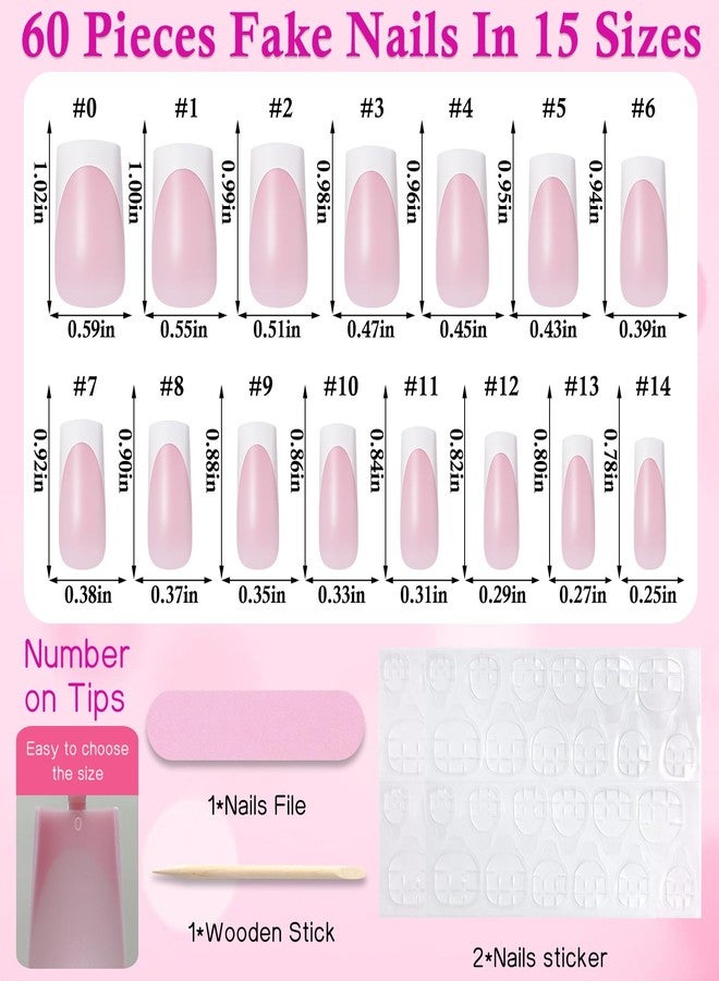 LuckForever 60pc White French Tip Press on Nails Medium & Square Fake Toenails Kit, Square Nails Press ons Toenails Women French Acrylic Toenail Medium Glue Nails Toenail Tips Toe Fake Nail with Tabs File - Image 3